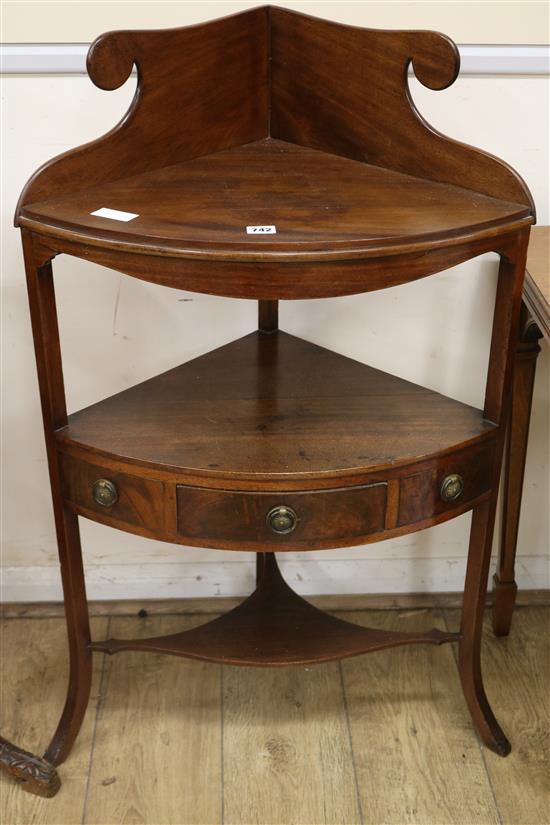 A George III mahogany bow fronted two tier washstand, W.61cm